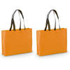 2x stuks draagtassen/schoudertassen/boodschappentassen in de kleur oranje 40 x 32 x 11 cm - Boodschappentassen