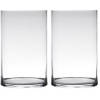 Set van 2x stuks transparante home-basics cylinder vorm vaas/vazen van glas 40 x 19 cm - Vazen