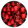 28x stuks kunststof kerstballen rood 4 en 6 cm - Kerstbal