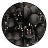 28x stuks kunststof kerstballen zwart 4 en 6 cm - Kerstbal