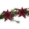 2x stuks kerstboom decoratie glitter bloemen op clip donkerrood 8 cm - Kersthangers