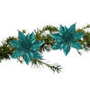 2x stuks kerstboom bloemen op clip emerald groen glitter 15 cm - Kersthangers