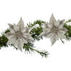 2x stuks kerstboom bloemen kerstster champagne glitter op clip 18 cm - Kersthangers