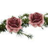 2x stuks kerstboom bloemen op clip oud roze 14 cm - Kersthangers