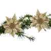 2x stuks kerstboom decoratie bloemen kerstster goud glitter op clip 18 cm - Kersthangers