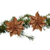 Kerst bloemen 2x stuks kunststof koper - op clip - 18 cm - Kersthangers