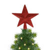 Kerstboom piek ster kunststof rood met glitters 19 cm - kerstboompieken