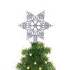 Kerstboom piek open kunststof kerst ster zilver met glitters H19 cm - kerstboompieken