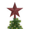 1x Glitter piek in stervorm donkerrood 19 cm kunststof/plastic - kerstboompieken