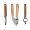 Excellent Houseware 3-delige keukengerei set - Opener/knoflookpers/schilmes - Knoflookpersen