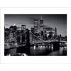 Kunstdruk Brooklyn Bridge at Night Black and White 50x40cm