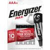 Energizer batterijen Max AAA, blister van 4 stuks