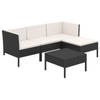 vidaXL 5-delige Loungeset met kussens poly rattan zwart