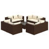 vidaXL 9-delige Loungeset met kussens poly rattan bruin