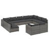 vidaXL 11-delige Loungeset met kussens poly rattan grijs