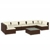 vidaXL 8-delige Loungeset met kussens poly rattan bruin