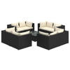 vidaXL 9-delige Loungeset met kussens poly rattan zwart