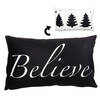 Clayre & Eef Kussenhoes 30x50 cm Wit Zwart Polyester Rechthoek Kerstboom Believe Sierkussenhoes Wit Sierkussenhoes