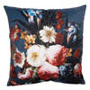 Clayre & Eef Kussenhoes 45x45 cm Blauw Rood Polyester Bloemen Sierkussenhoes Blauw Sierkussenhoes