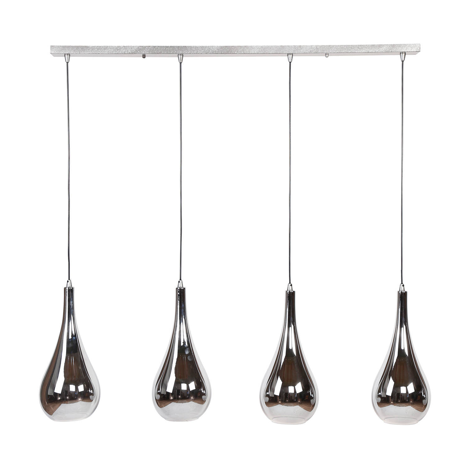 Hoyz Hanglamp Met 4 Lampen Serie Silver Drop Handgeblazen Glas