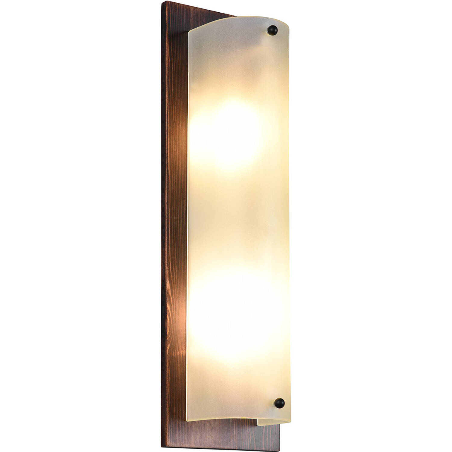spectrum Gedeeltelijk micro LED Wandlamp - Wandverlichting - Trion Palan - E27 Fitting - 2-lichts -  Rechthoek - Mat Donkerbruin - Hout | Blokker