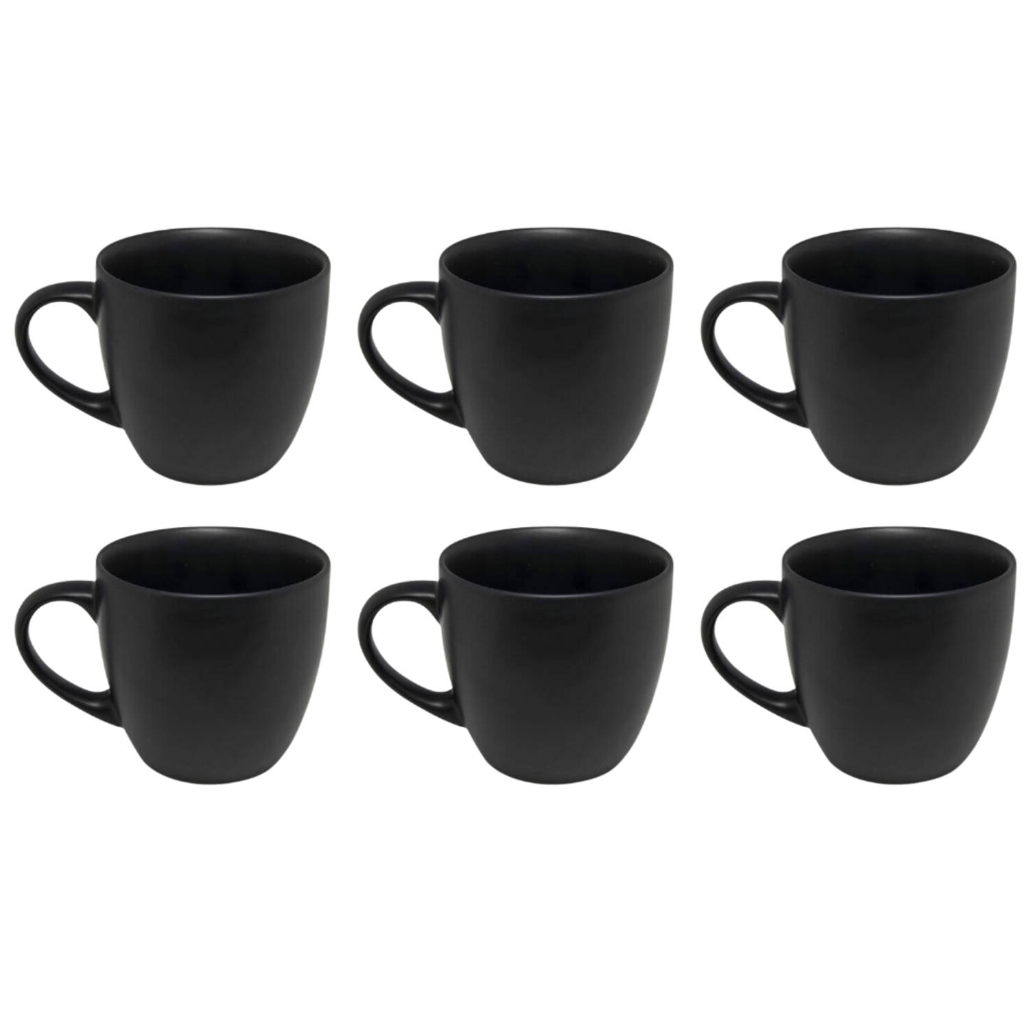 OTIX Koffiekopjes - Set van 6 - Koffietassen - Zwart - Mat - 240ml