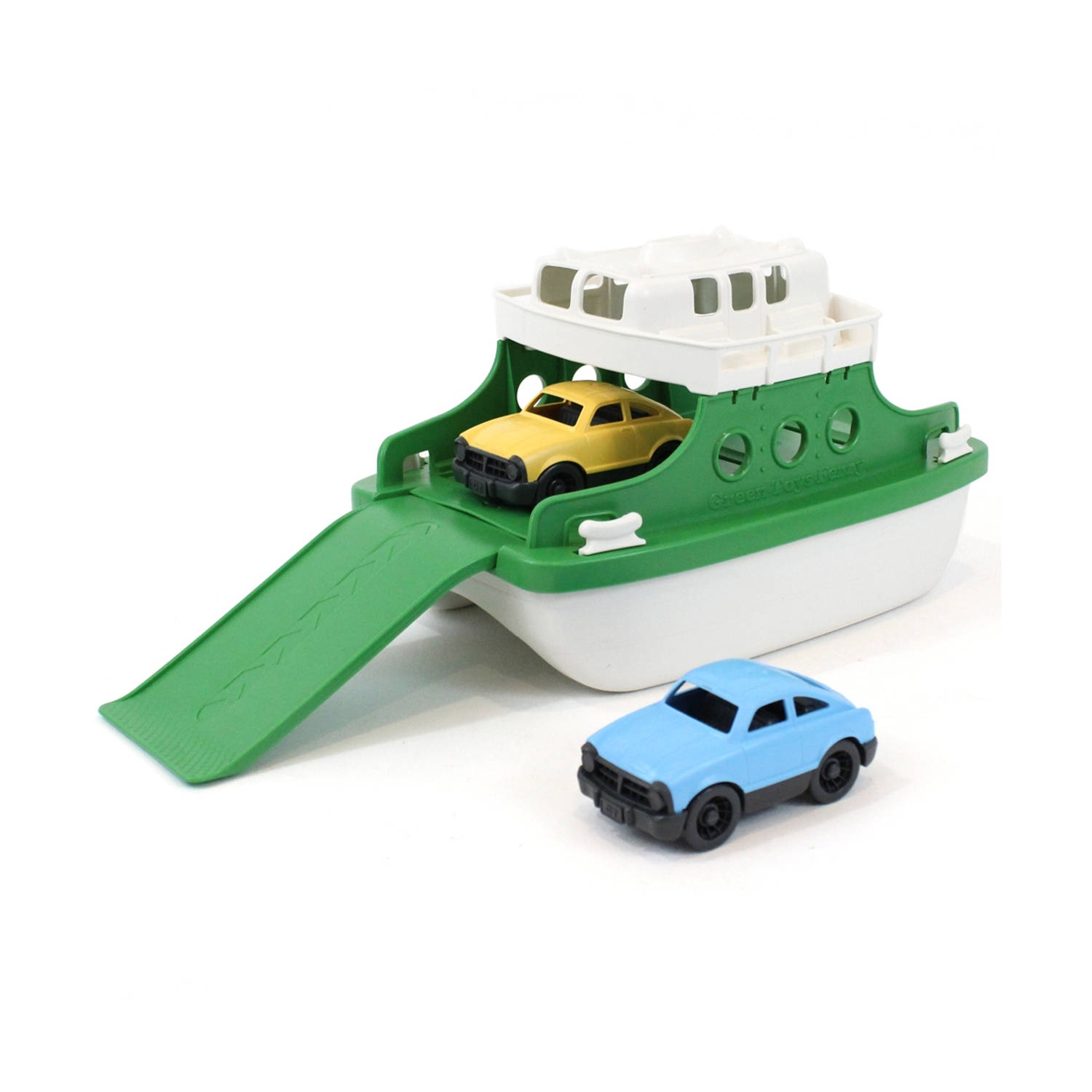Green Toys Veerboot Met Auto's Groen-wit