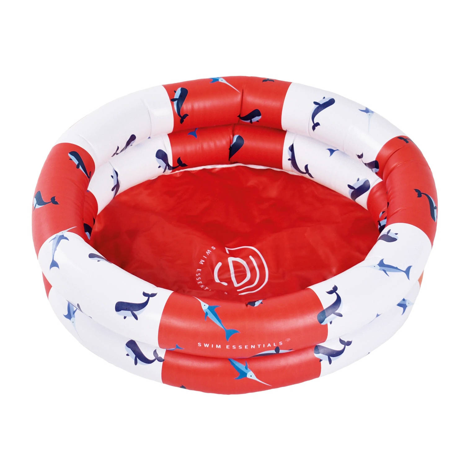 Swim Essentials Babyzwembadje Opblaasbaar - Zwembad Baby - Rood/Wit Walvis - Ø 60 cm