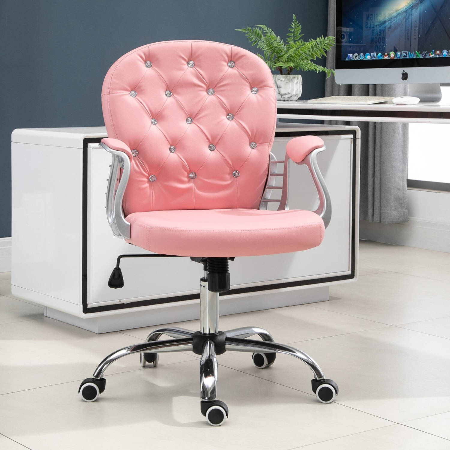 Oefenen kromme zone Bureaustoel - Ergonomische bureaustoel - Game stoel - Gaming stoel - Roze -  59,5 x 60,5 x 95-105 cm | Blokker