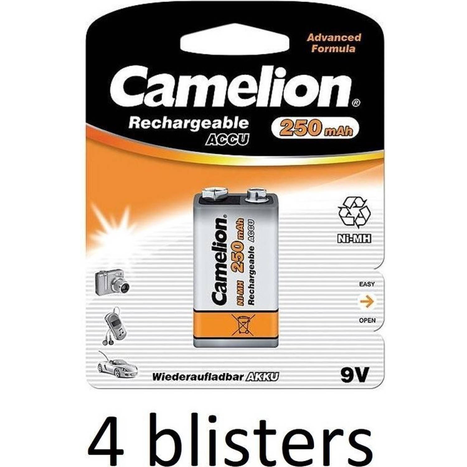 Camelion oplaadbare 9v batterij (NiMH) - 4 stuks