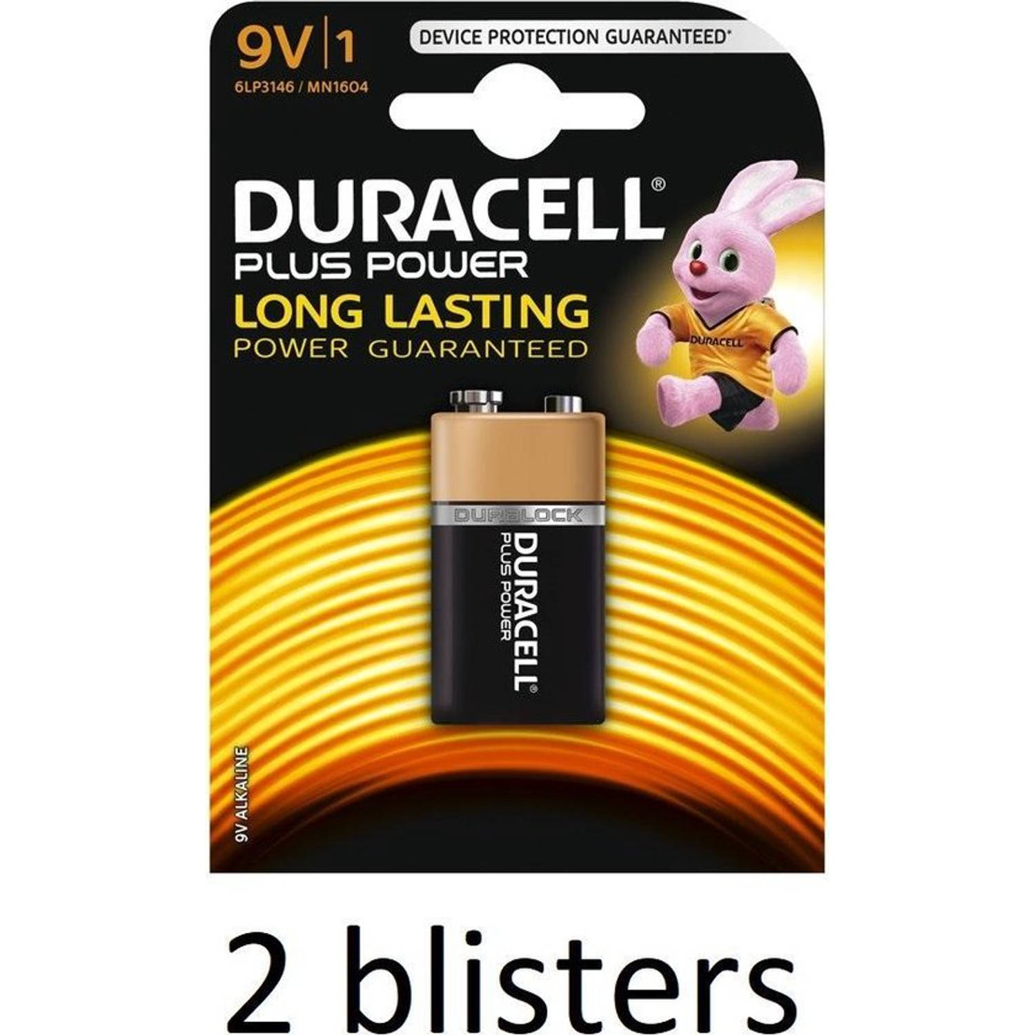 Duracell Plus Power 9v Alkaline Batterij 2 Stuk (2 Blisters A 1 St)