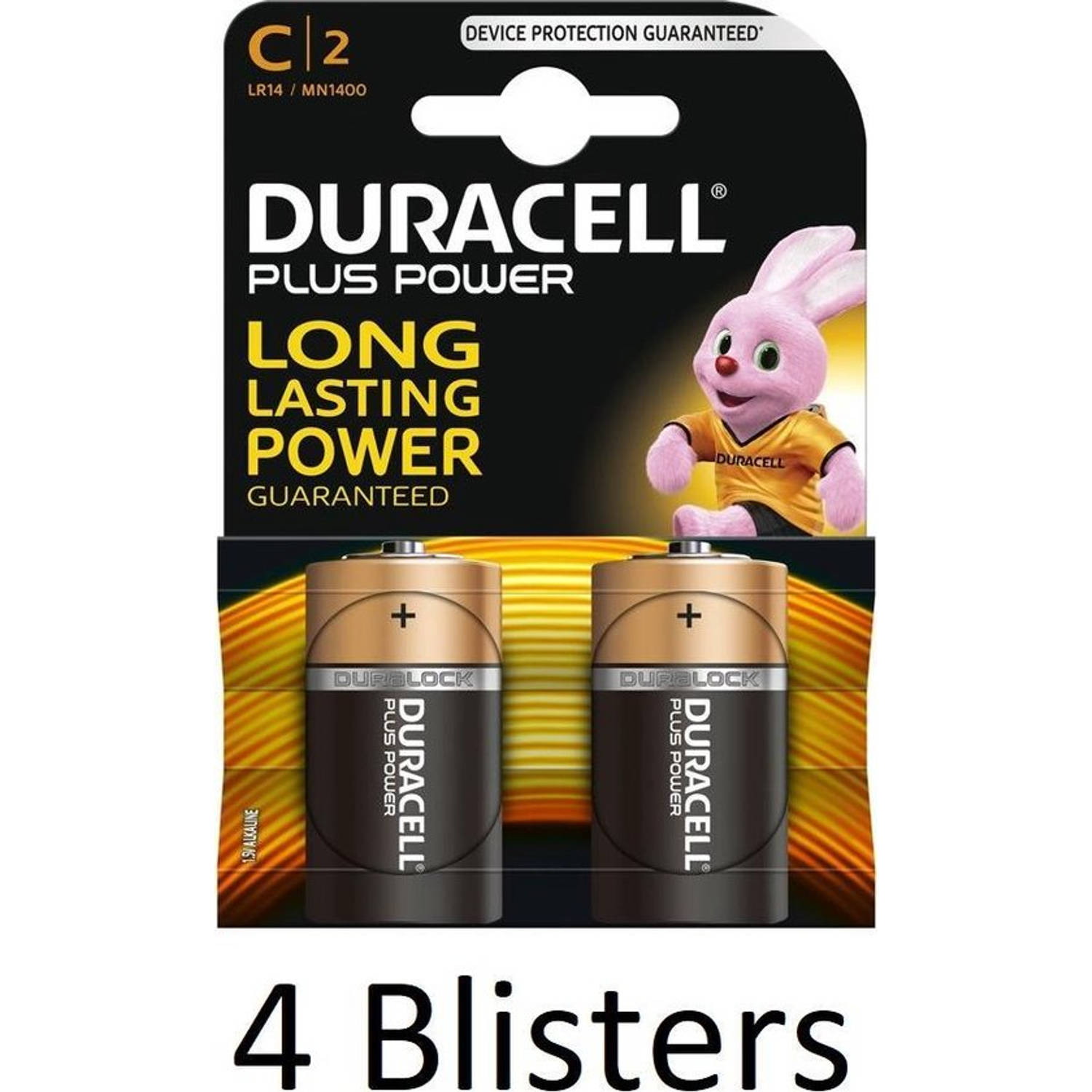 8 Stuks (4 Blisters A 2 St) Duracell Plus Power C Batterijen