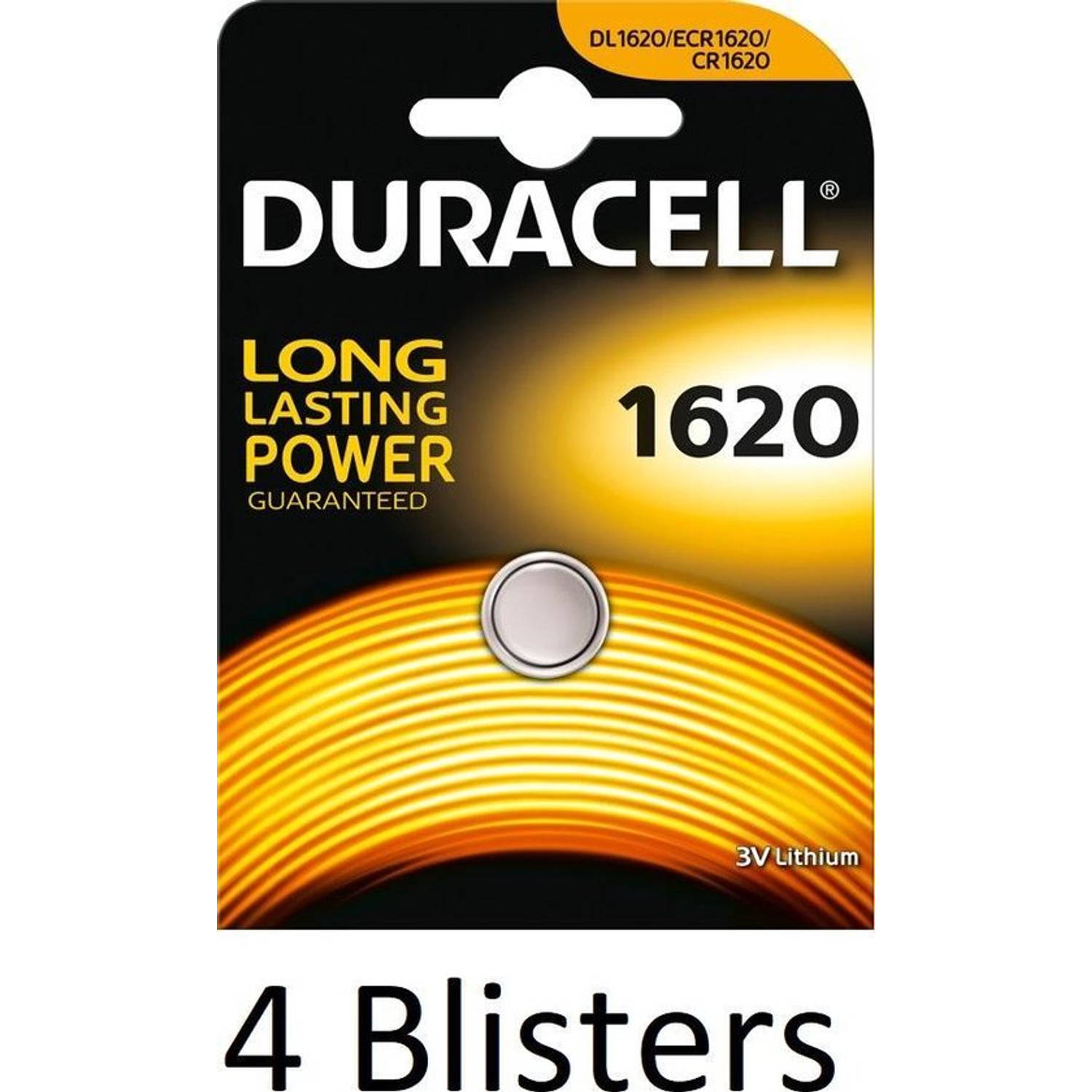 4 Stuks (4 Blisters a 1 st) Duracell CR1620 - Lithium batterij - DL1620