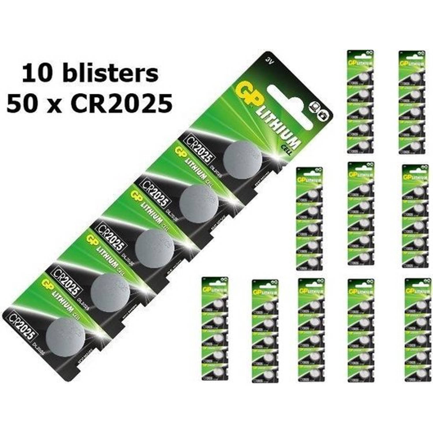 50 Stuks (10 Blisters A 5st) Gp Cr2025 3v Lithium Knoopcel Batterij