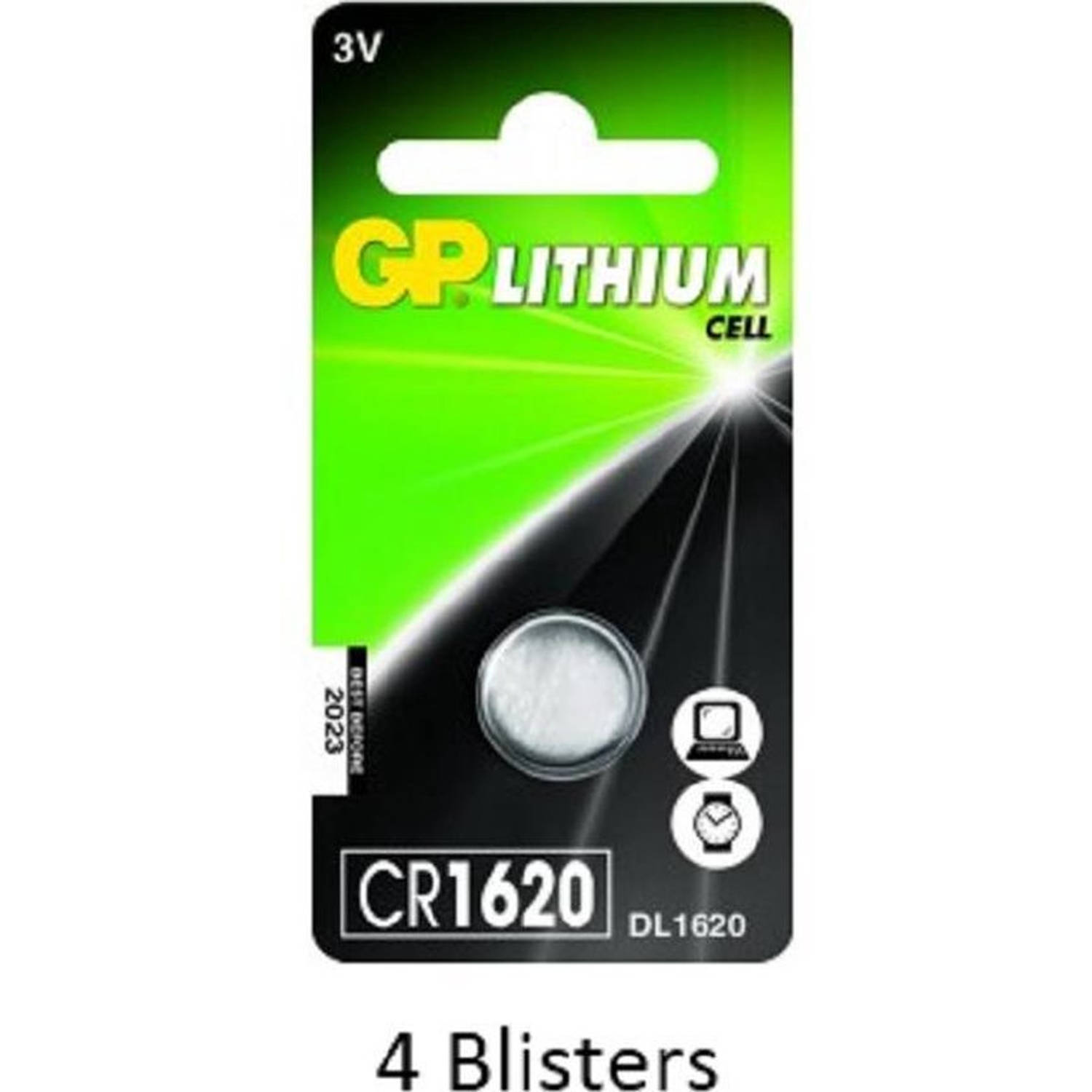 4 stuks (4 blisters a 1 stuks) GP Lithium CR1620