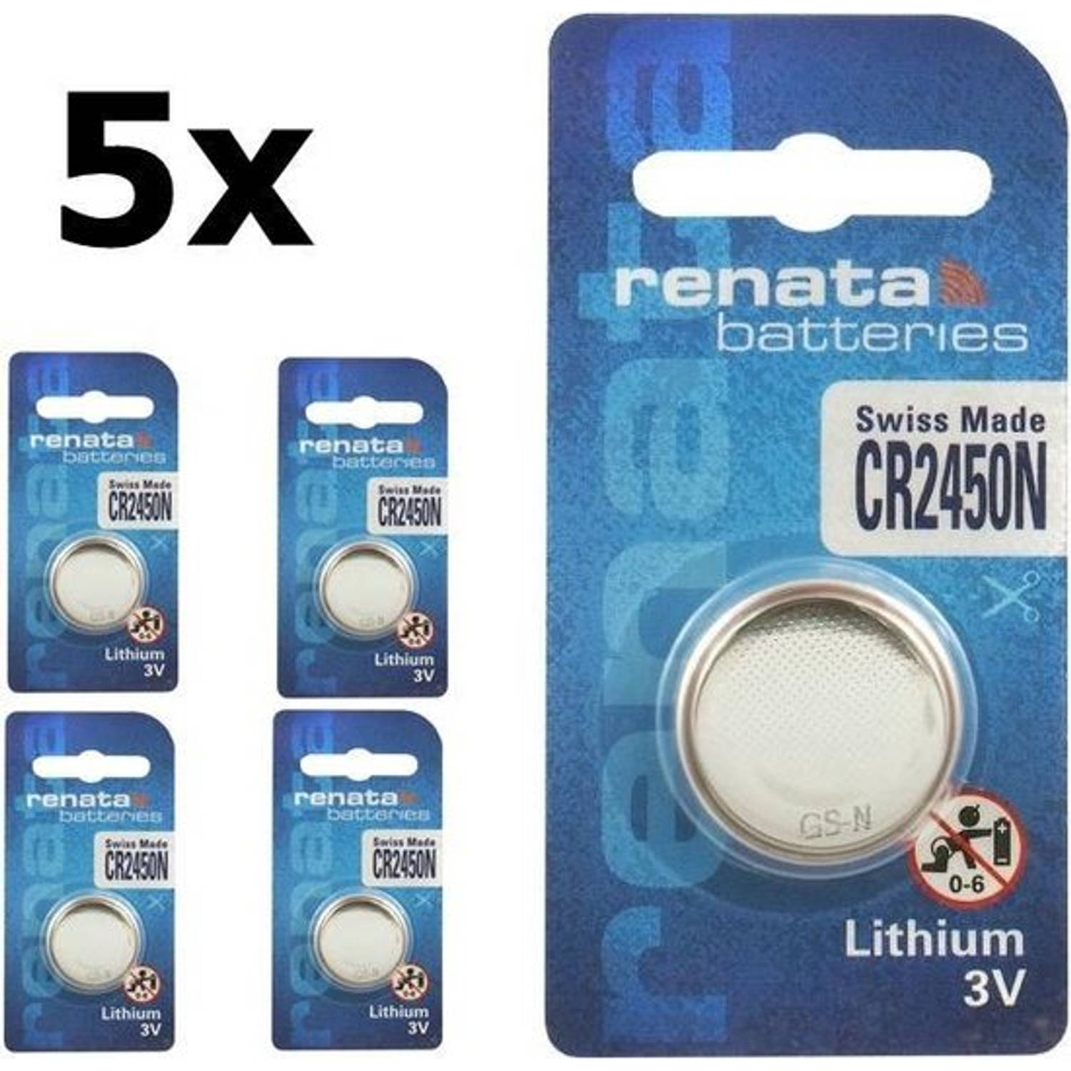 5 Stuks Renata Cr2450n 3v Lithium Knoopcel Batterij