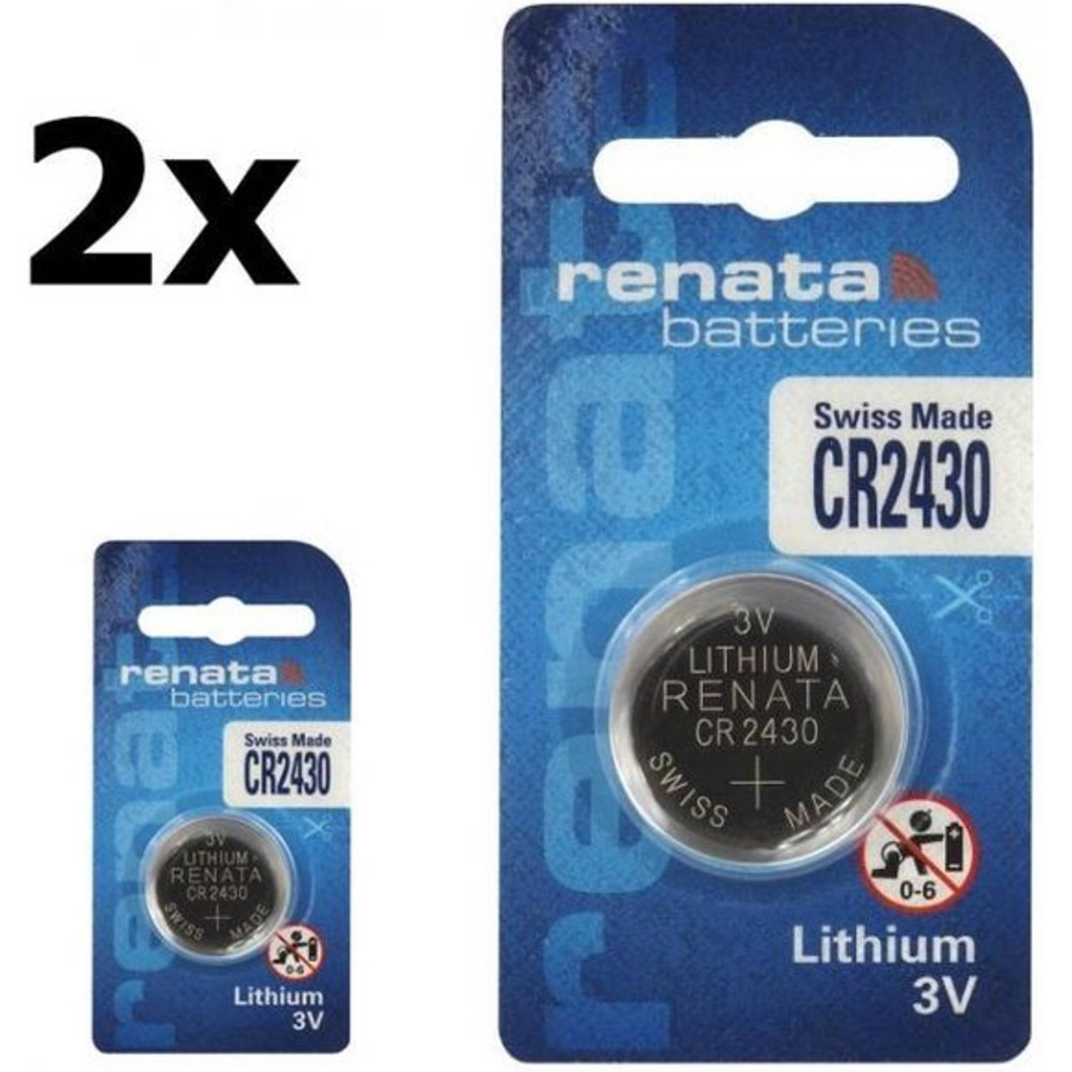 2 Stuks Renata CR2430 3v lithium knoopcelbatterij