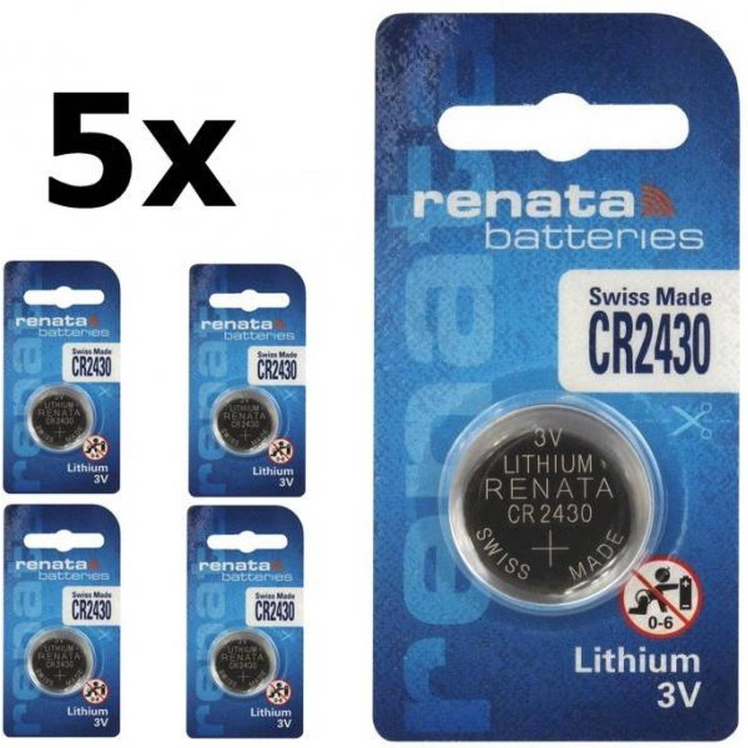 5 Stuks Renata CR2430 3v lithium knoopcelbatterij
