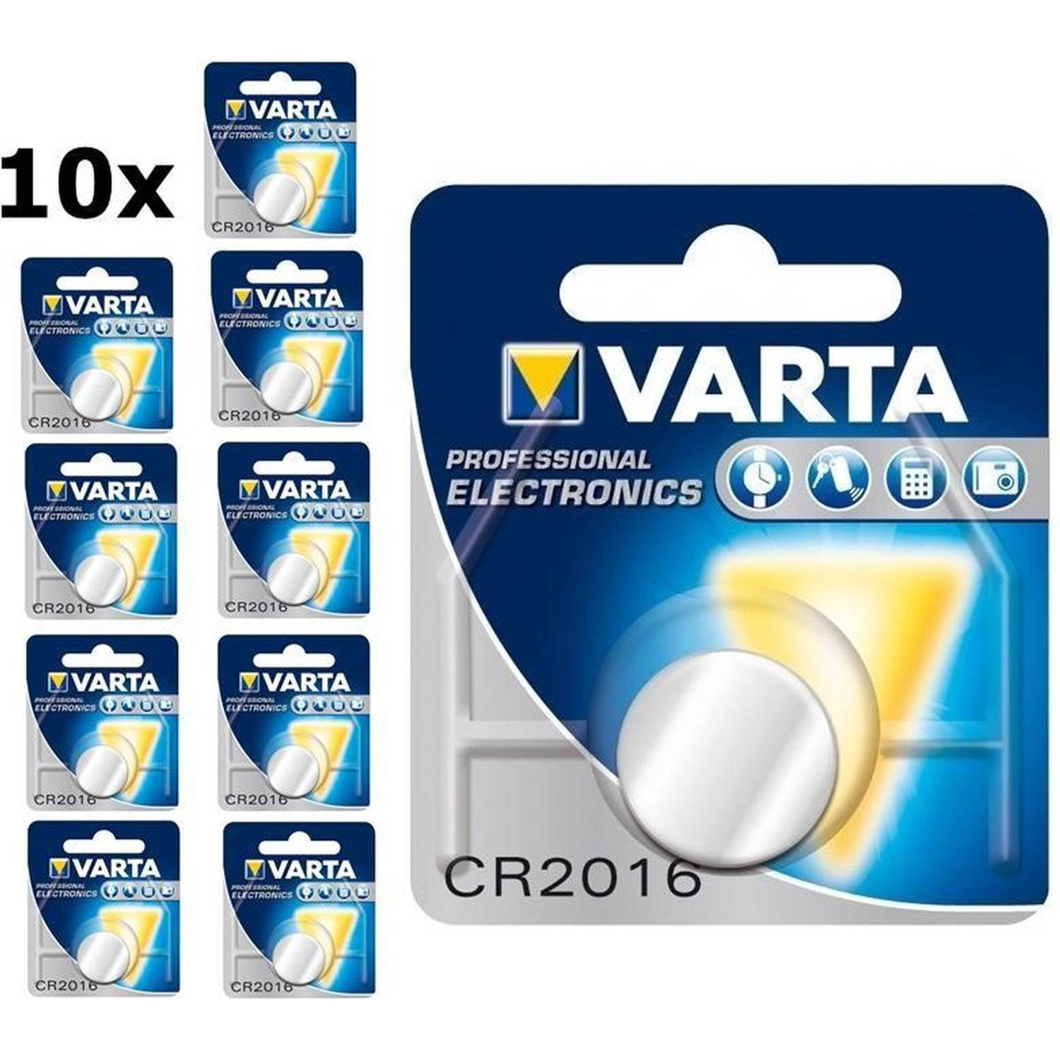 Varta CR2016 Professional Electronics 3V 90mAh Lithium knoopcel - 10 stuks