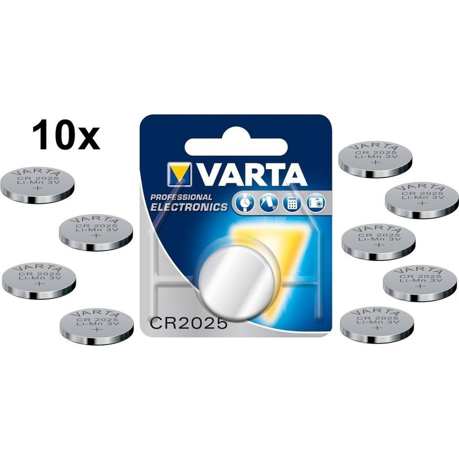 Varta Professional Electronics CR2025 6025 3V 170mAh knoopcel batterij - 10 stuks