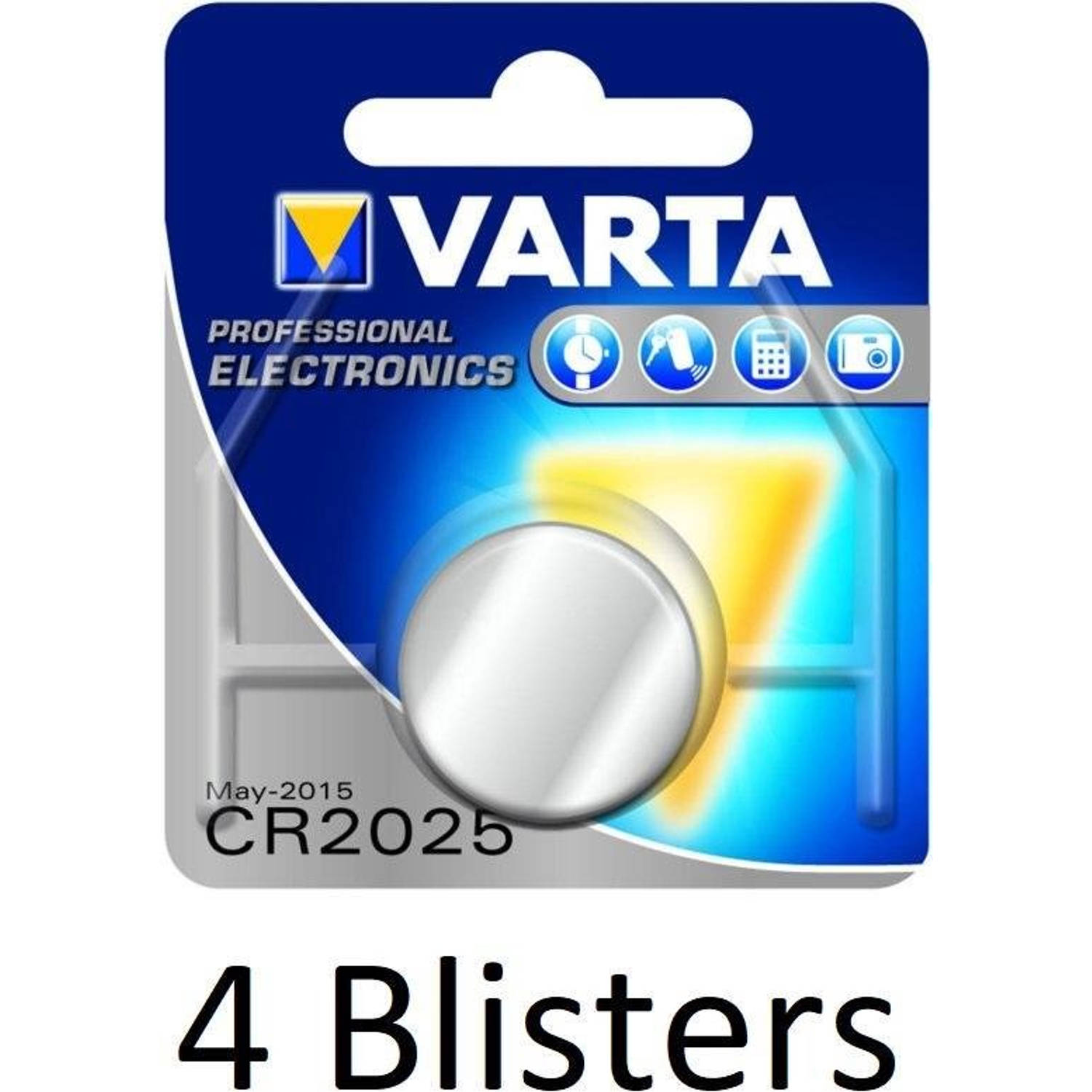 4 Stuks (4 Blisters A 1 St) Varta Cr2025 Primary Lithium Wegwerpbatterij