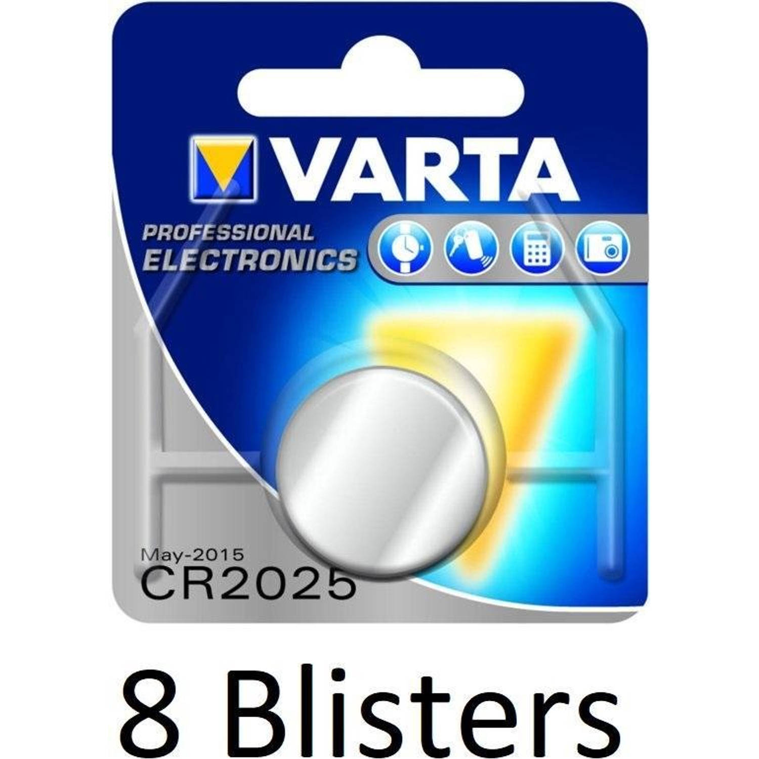 8 Stuks (8 Blisters A 1 St) Varta Cr2025 Primary Lithium Wegwerpbatterij
