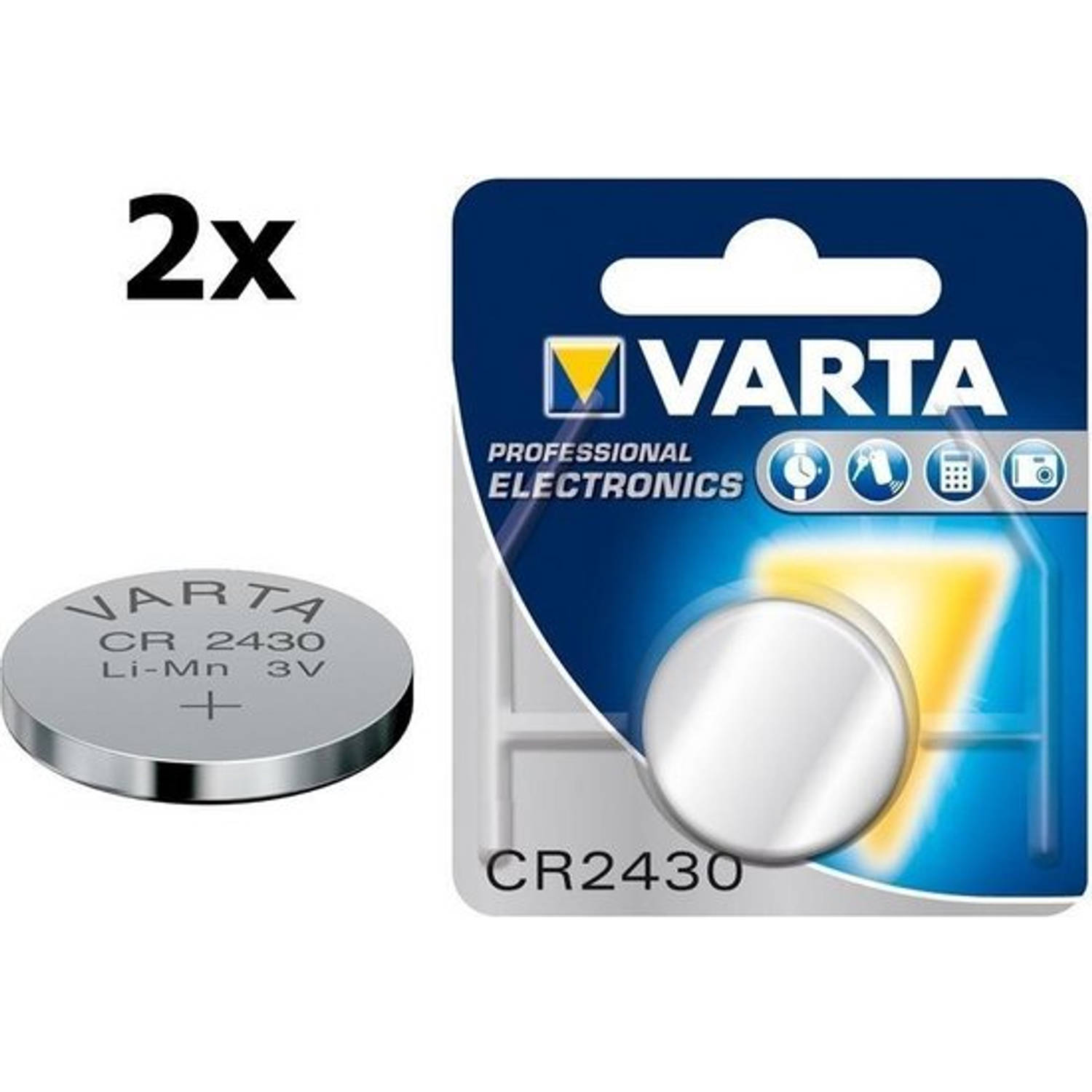2 Stuks Varta Cr2430 280mah 3v Professional Electronics Lithium Knoopcel Batterij