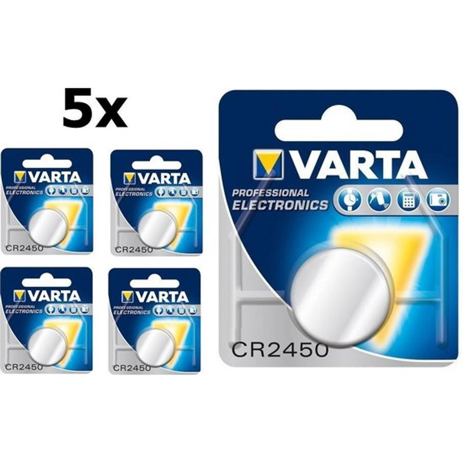 5 Stuks Varta Cr2450 3v 560mah Professional Electronics Lithium Knoopcel Batterij