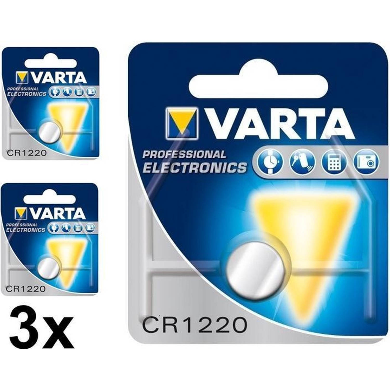 3 Stuks Varta Professional Electronics Cr1220 6220 35mah 3v Knoopcelbatterij