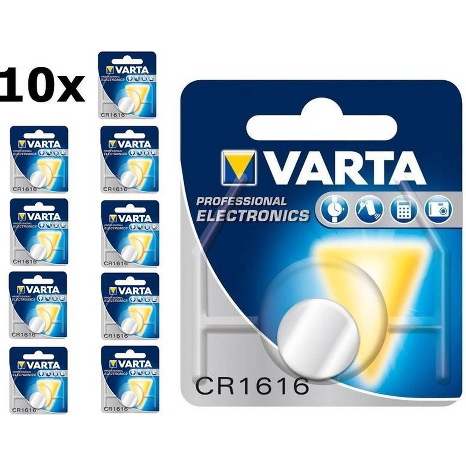 Varta CR1616 55mAh 3V Lithium knoopcel Professional Electronics - 10 stuks