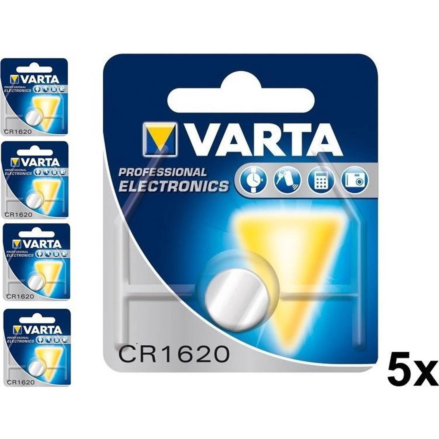 5 Stuks - Varta Professional Electronics CR1620 6620 70mAh 3V knoopcelbatterij