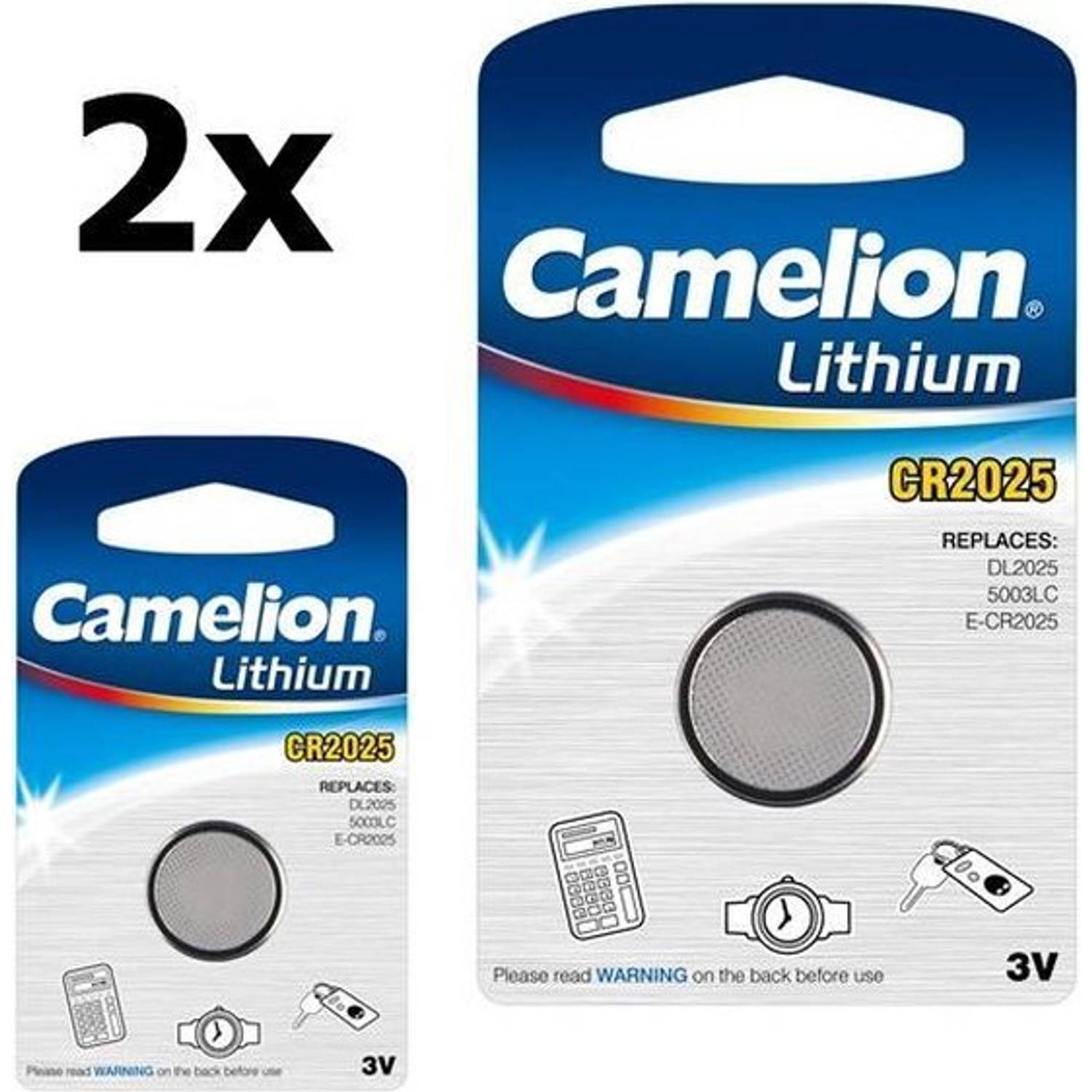 2 Stuks - Camelion CR2025 3v lithium knoopcel batterij