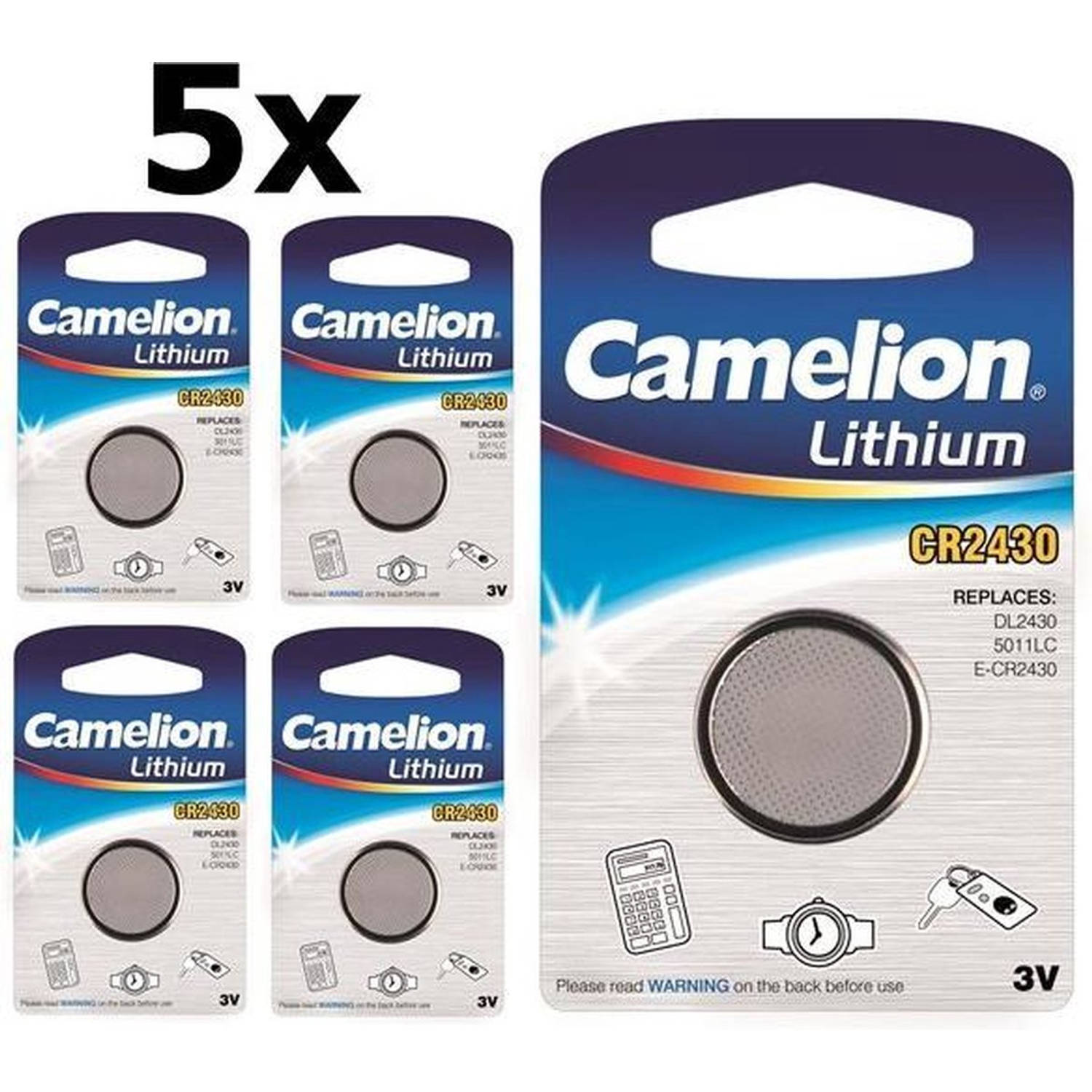 5 Stuks Camelion CR2430 3v lithium knoopcelbatterij