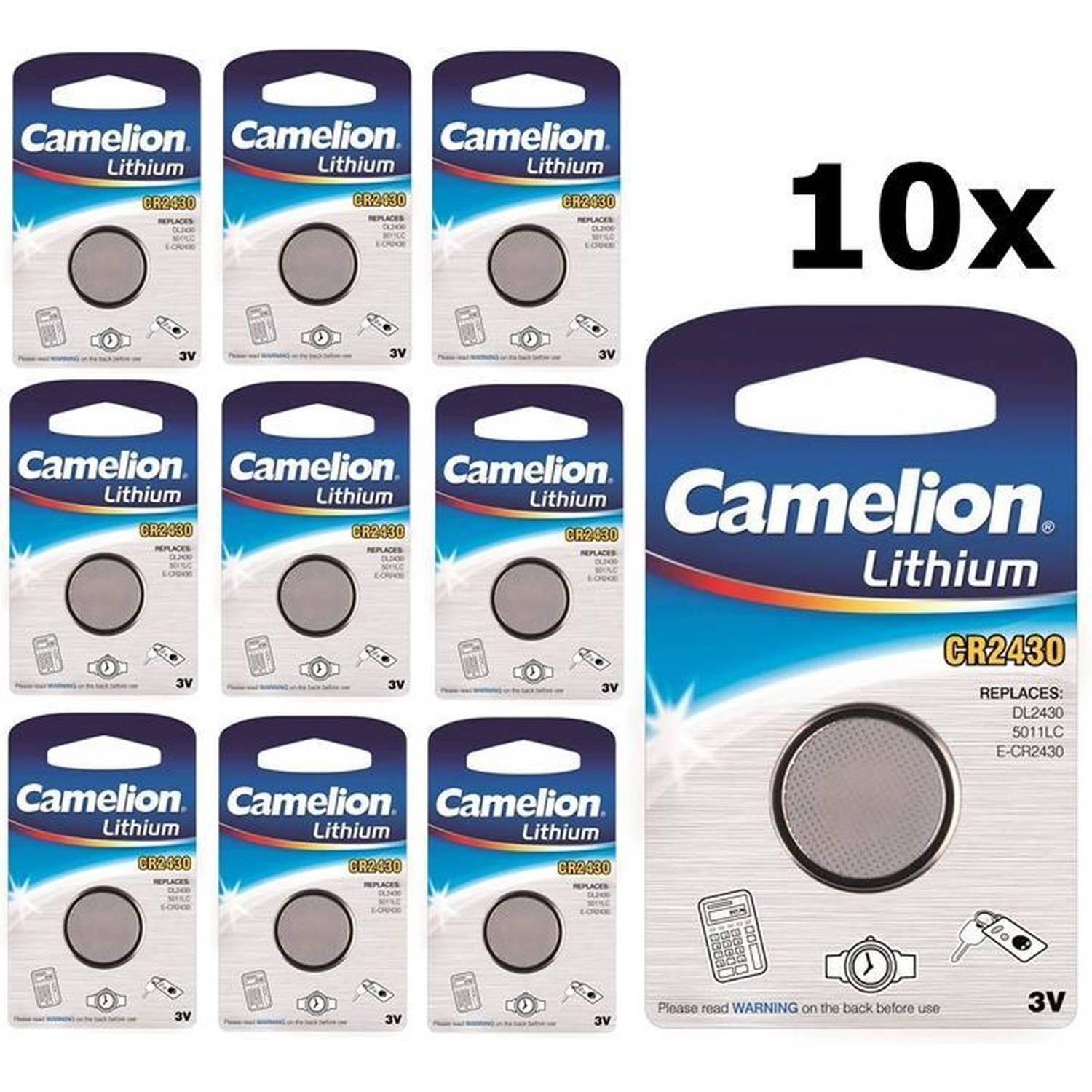 10 Stuks Camelion CR2430 3v lithium knoopcelbatterij